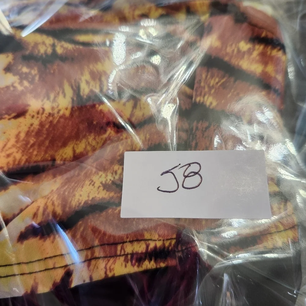 NWT Ambrielle Tiger Animal Print Bralette Style Twist Front Bikini Top Sz L